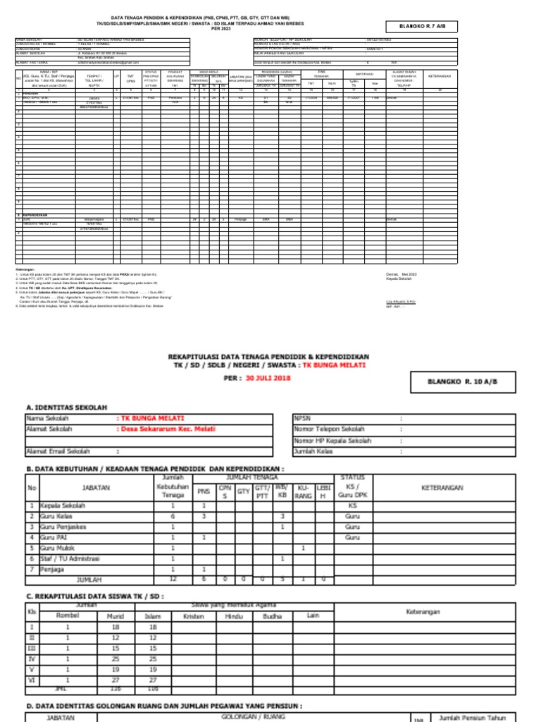 Format R10 Terbaru Data Pendidikan | PDF