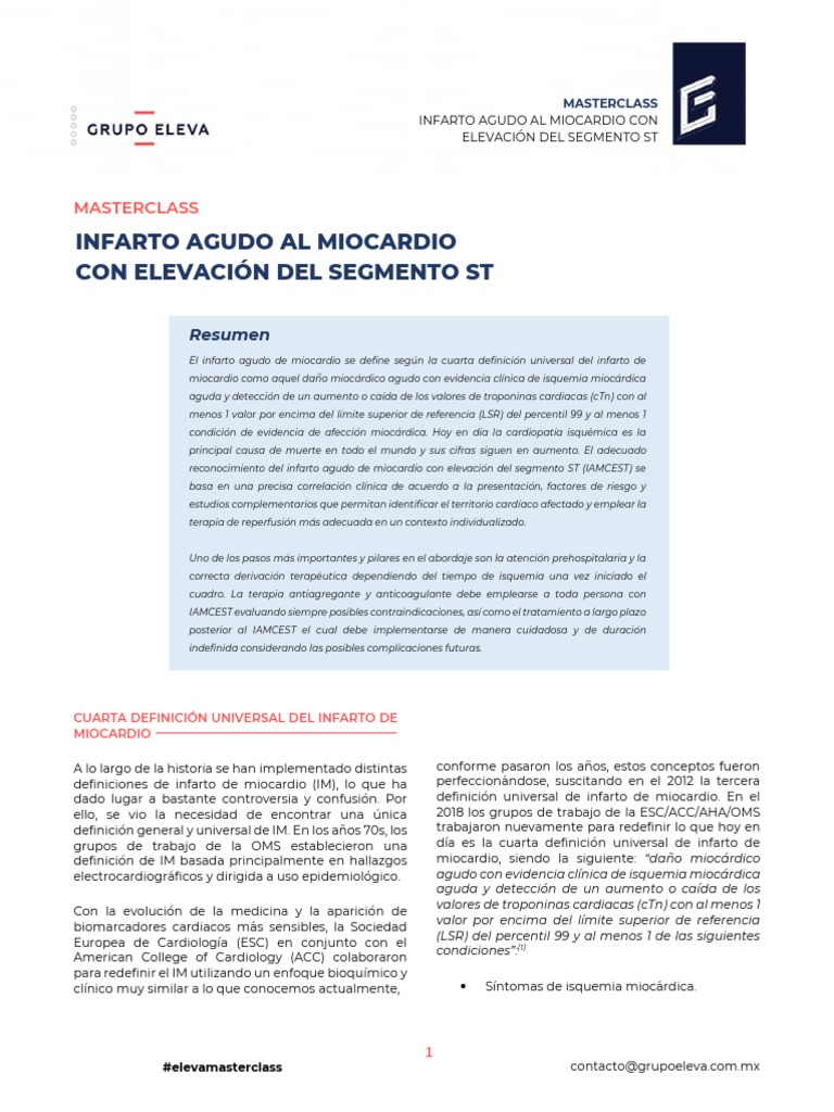 Infarto Agudo Al Miocardio Con Elevación Del Segmento ST | PDF ...
