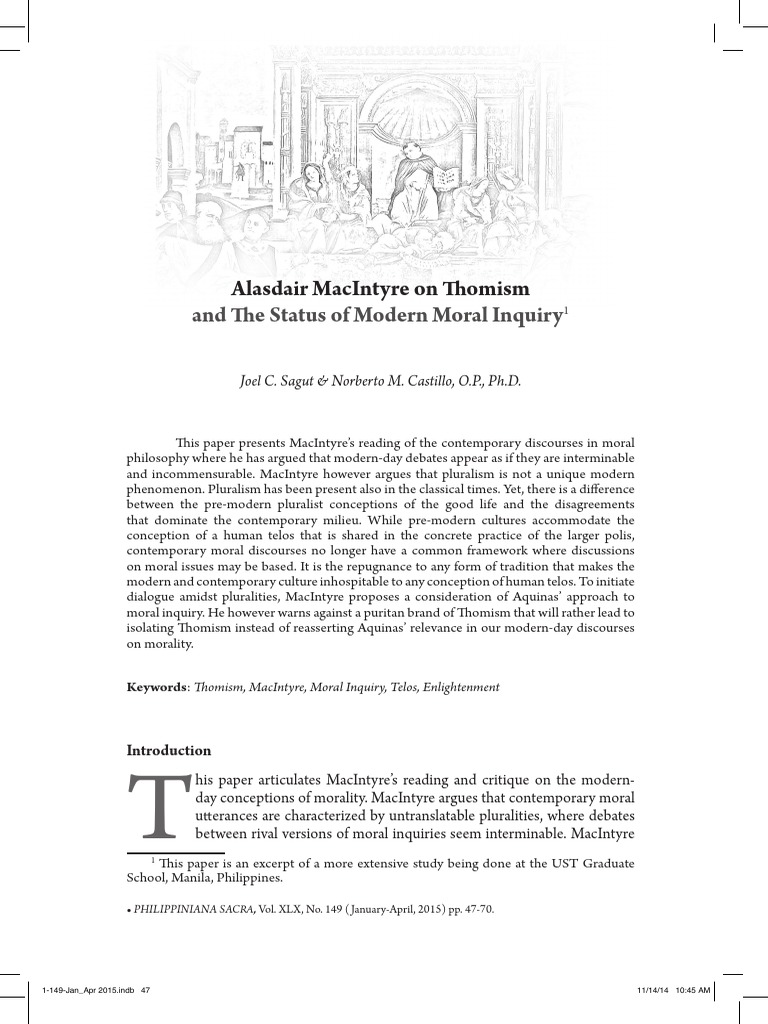 MacIntyre's Critique of Modern Homism | PDF | Thomas Aquinas | Age Of ...