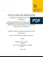 Facultad de Negocios: Carrera de Administración Y Gestión Comercial