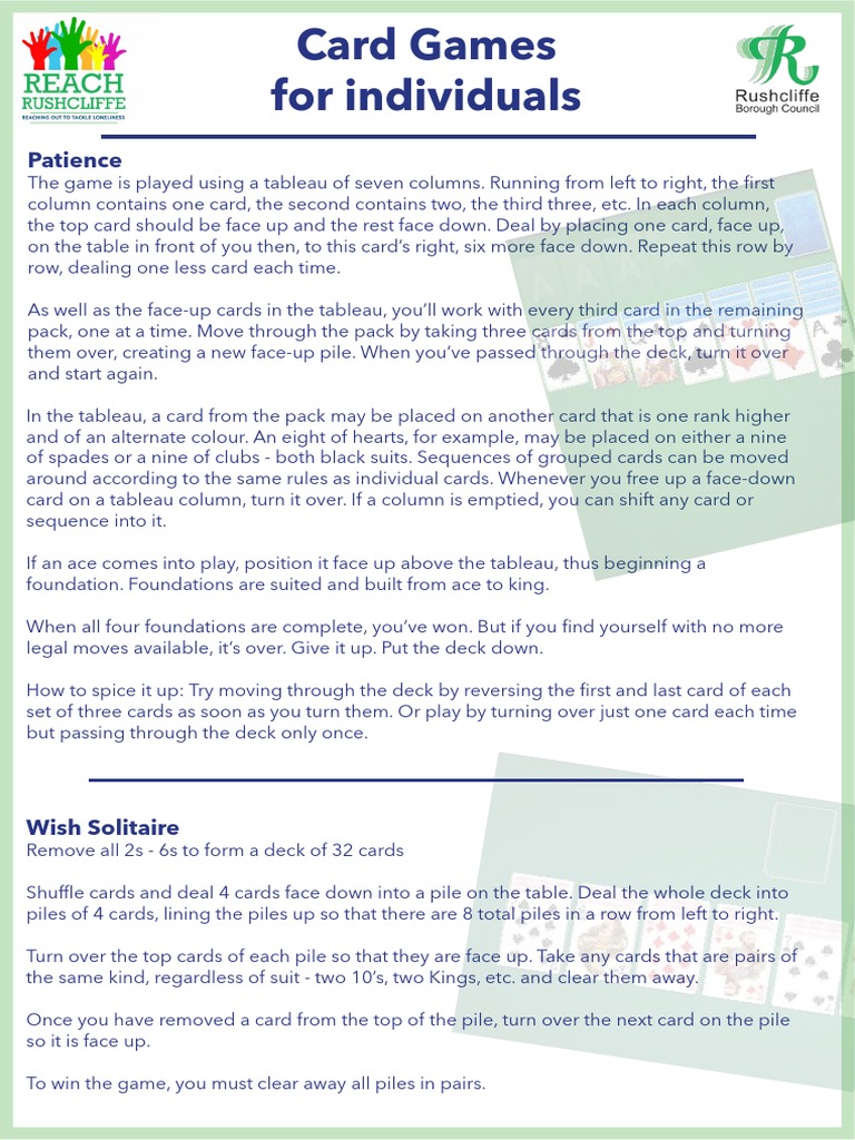 Card Games For Individuals | PDF | Ephemera | Games Of Chance