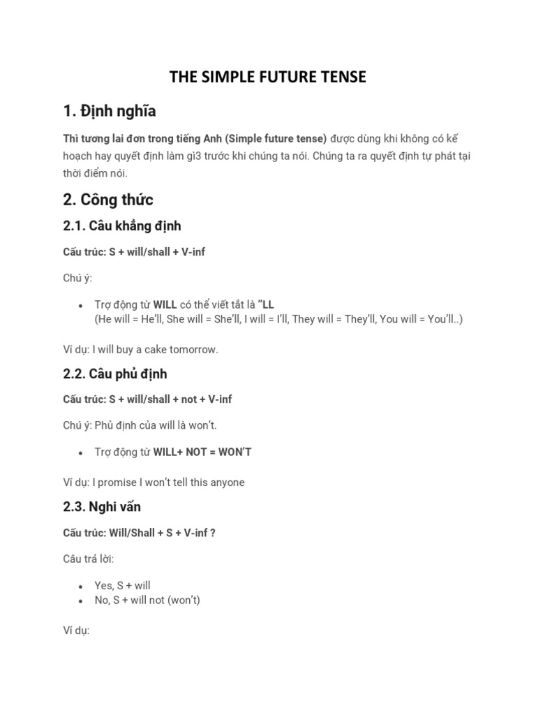 The Simple Future Tense | PDF