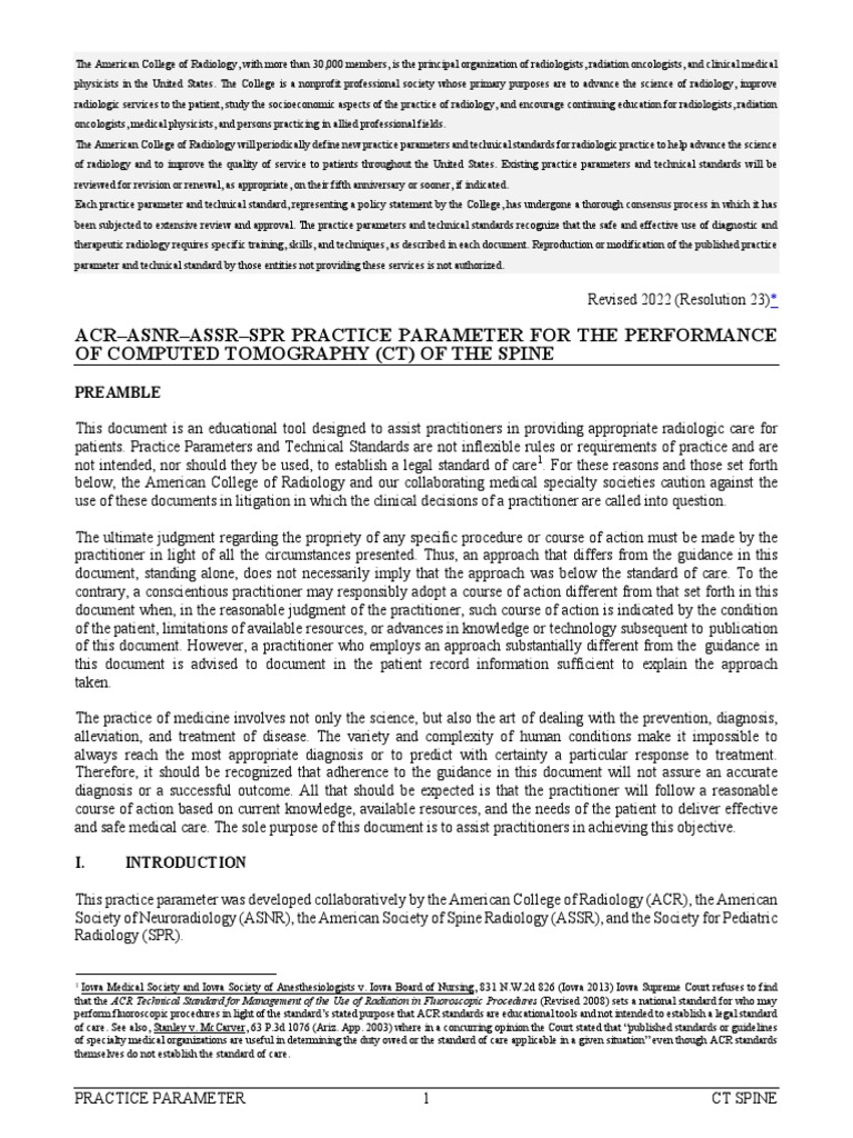 AcrAsnrAssrSpr Practice Parameter For The Performance of Computed