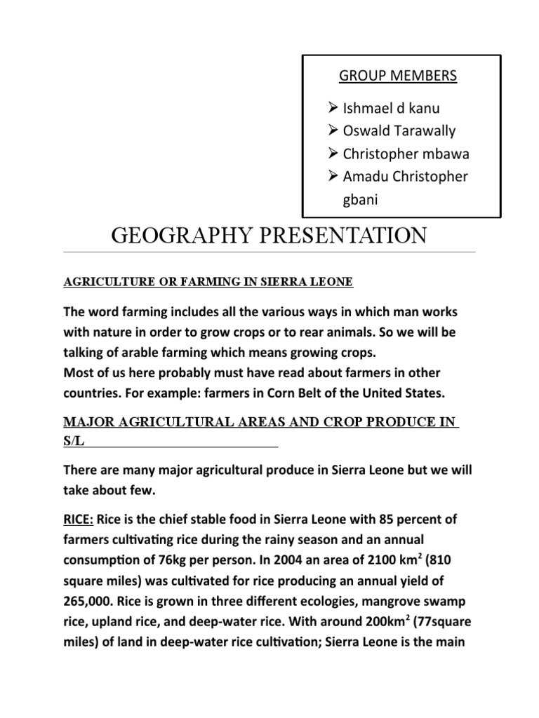 Agriculture or Farming in Sierra Leone | PDF | Agriculture | Rice