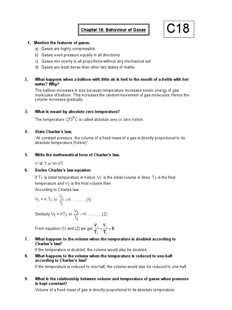 18 behaviour of gases pdf gases temperature