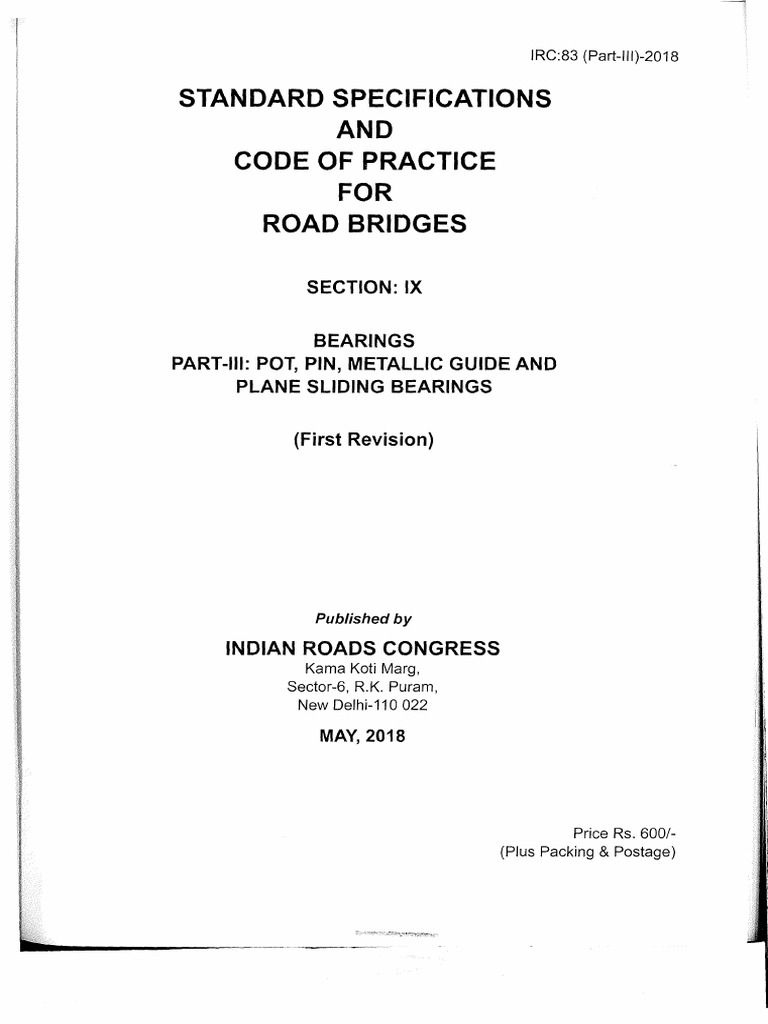 Standard Specifications AND Code of Practice FOR Road Bridges | PDF ...