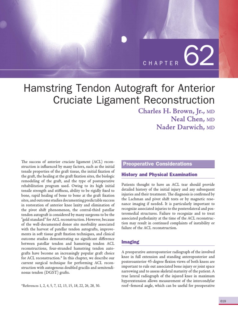 Hamstring Tendon Autograft For Anterior Cruciate Ligament