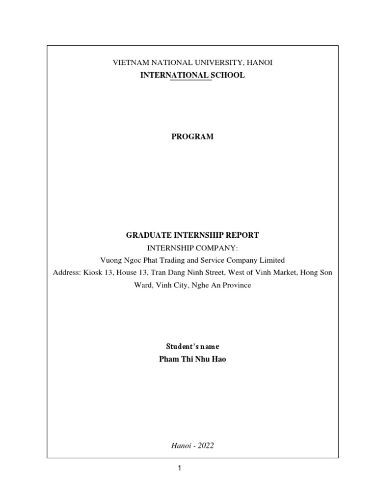 Graduate Internship Report: Vuong Ngoc Phat | PDF | Marketing | Sales