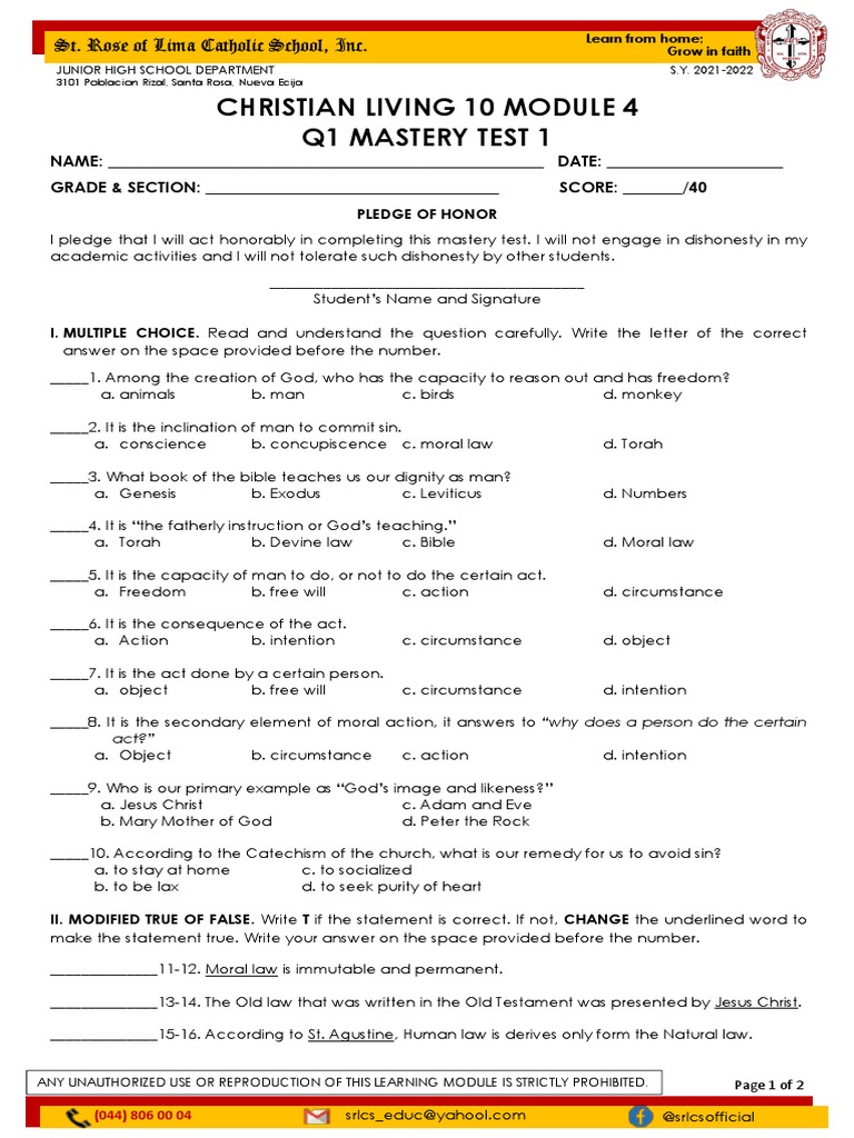 Christian Living 10 Module 4 | PDF | God | Sin