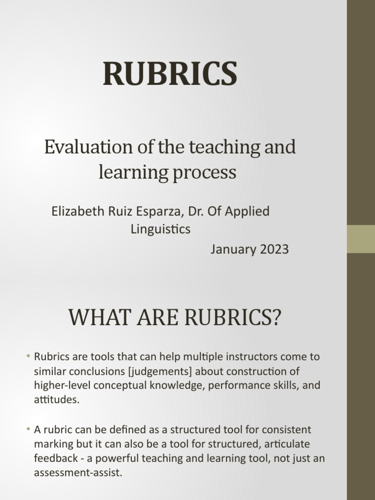 Rubrics Presentation | PDF | Rubric (Academic) | Educational Assessment