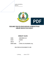 Resume Penyelenggaraan Administrasi Umum Angkatan Darat: Pusat Pendidikan Ajudan Jenderal Satuan Pendidikan