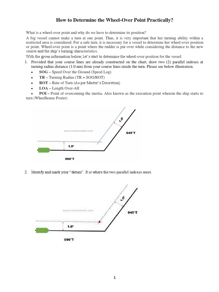 Calculating Wheel-Over Point for Ships | PDF