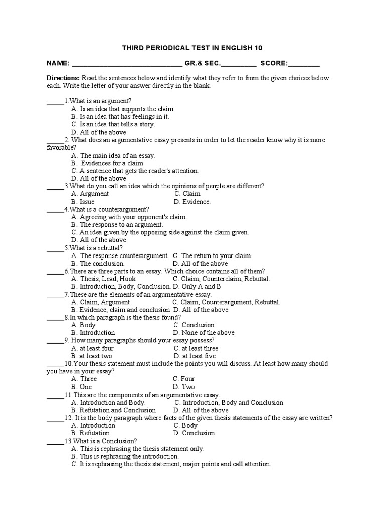 Reviewing key concepts about argumentative writing a study guide on