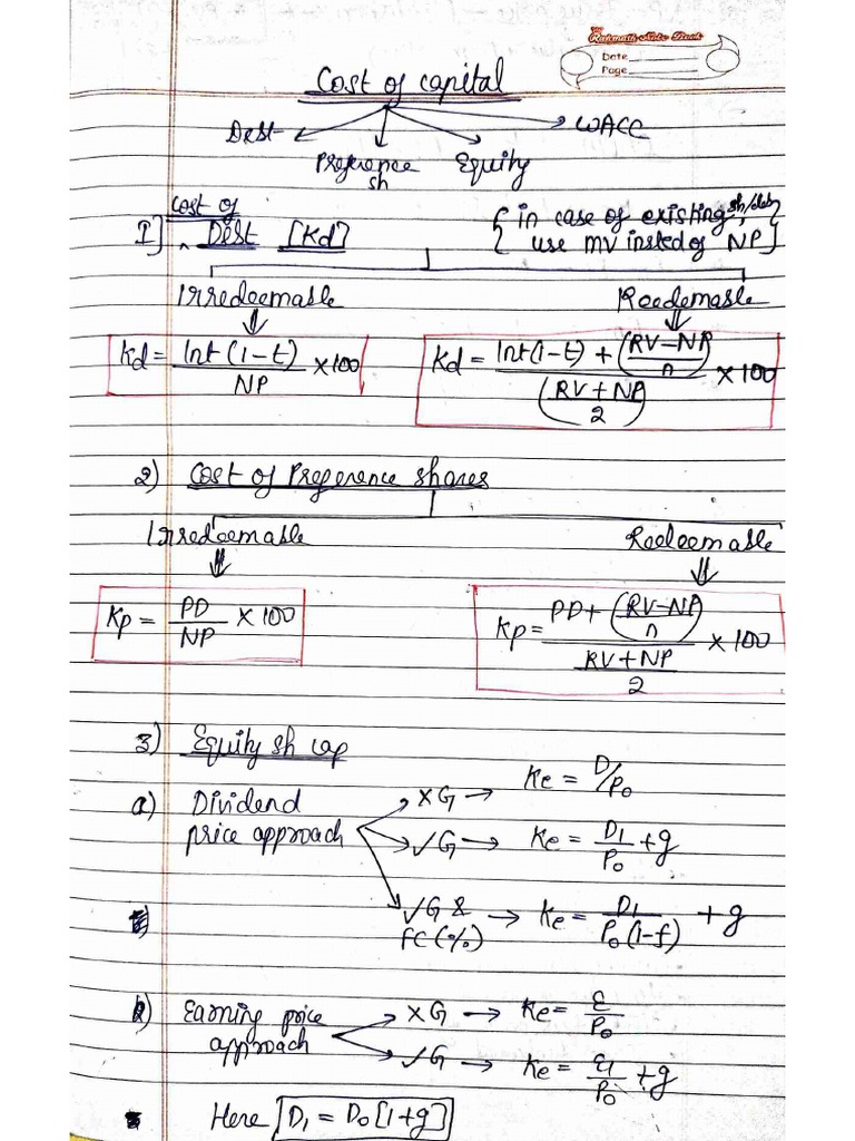 Total Cost Of Capital Formula