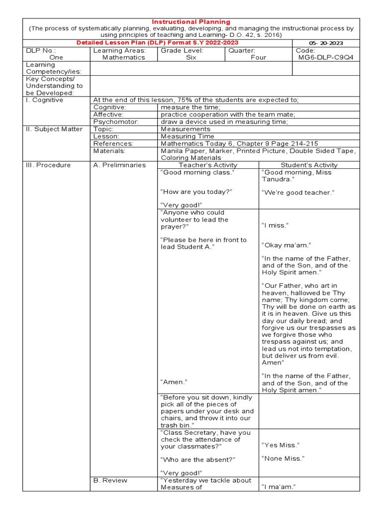 Instructional Planning in Math | PDF | Lesson Plan | Cognitive Psychology