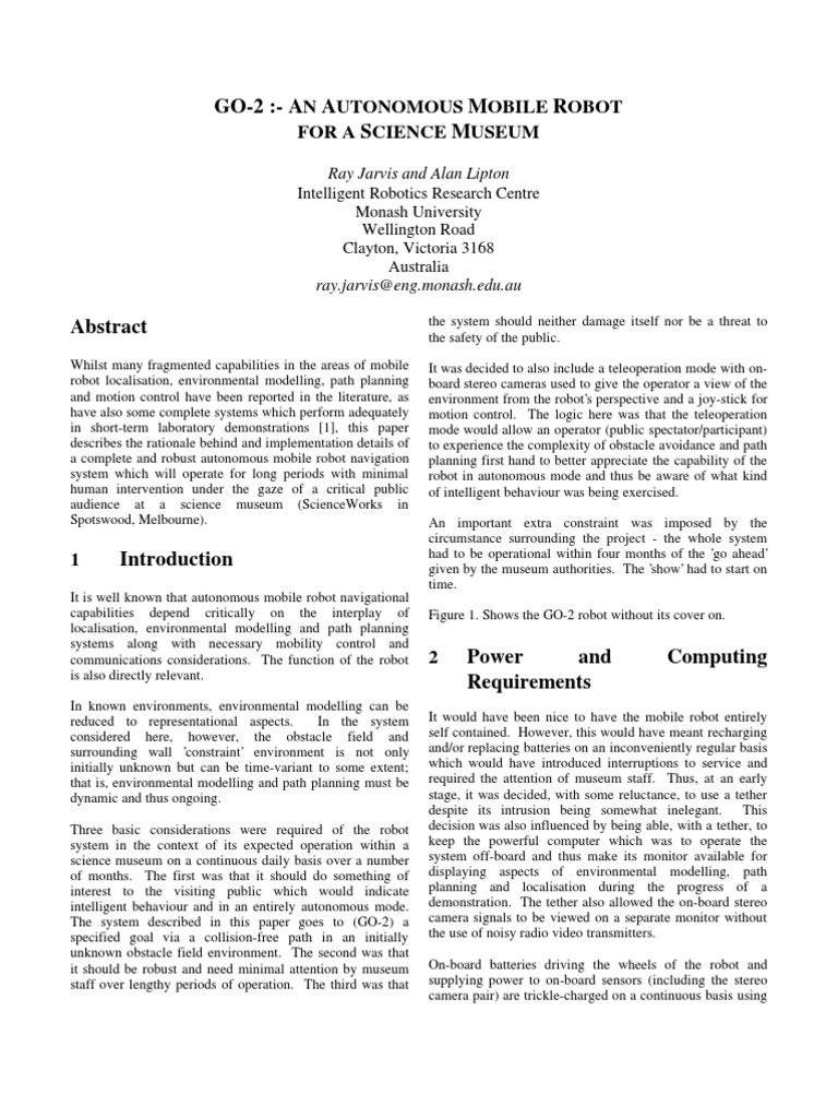 Autonomous Robot Navigation for Museums | PDF | Robot | Robotics