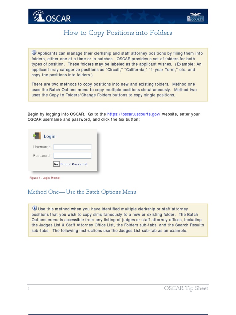 OSCAR: Copy Positions to Folders Guide | PDF | Menu (Computing) | Tab (Gui)