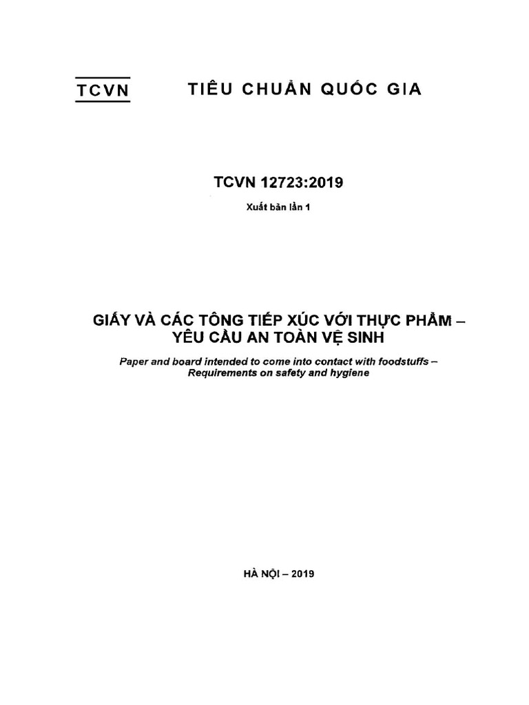Tieu Chuan Quoc Gia TCVN 12723 2019 Giay Va Cac Tong Tiep Xuc Voi Thuc ...