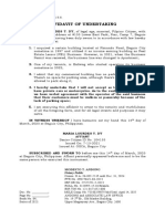 Affidavit of Undertaking: Republic of The Philippines) Done: City of Baguio .) S.S