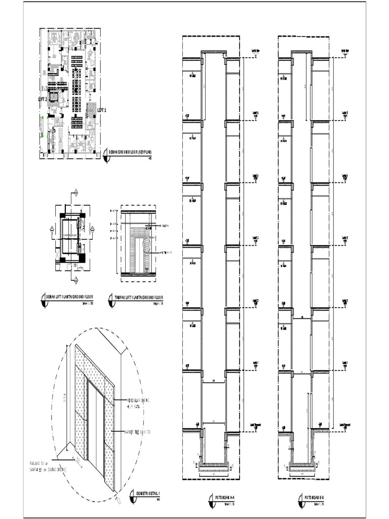 Floor plan and lift specifications for a twostory building showing the layout of two passenger