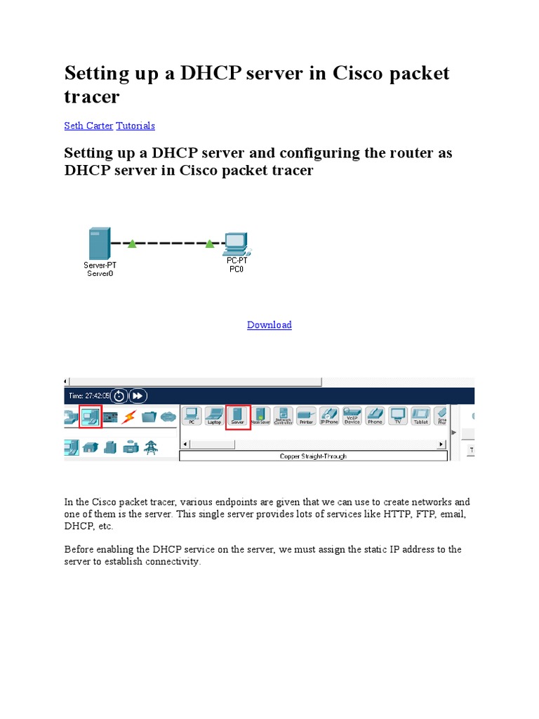 Setting Up A DHCP Server in Cisco Packet Tracer | PDF | Ip Address ...