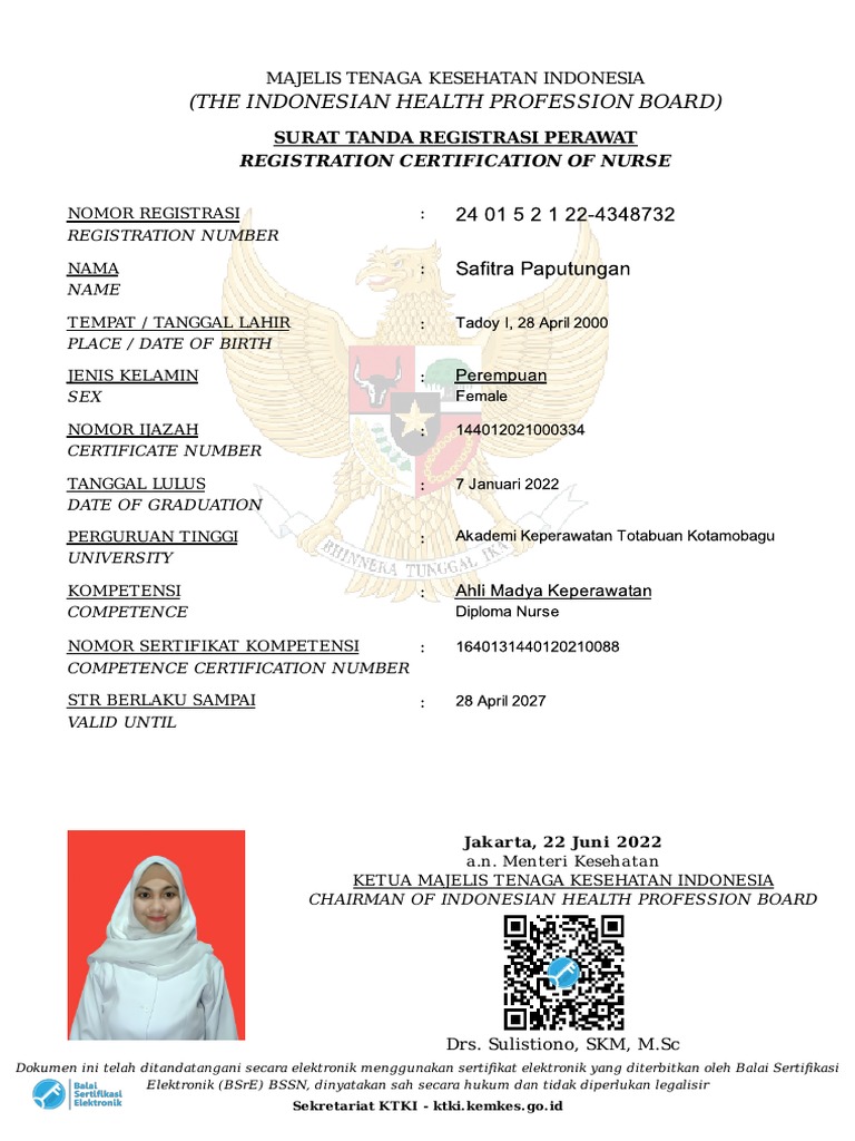(The Indonesian Health Profession Board) : Registration Certification ...