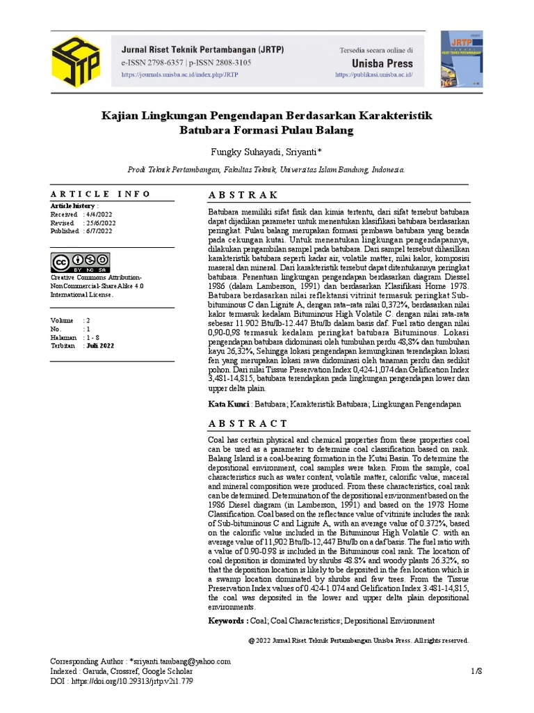 Karakteristik dan Lingkungan Pengendapan Batubara | PDF