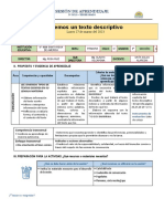 Leemos Un Texto Descriptivo: Sesión de Aprendizaje