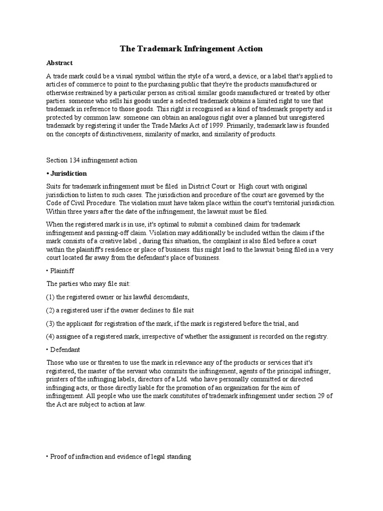 Trademark Infringement Explained | PDF | Trademark | Lawsuit