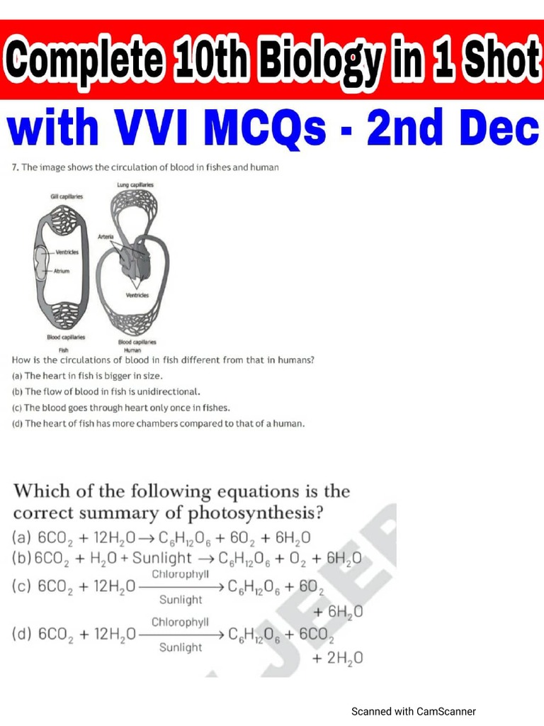 Science Life Processes MCQs PDF