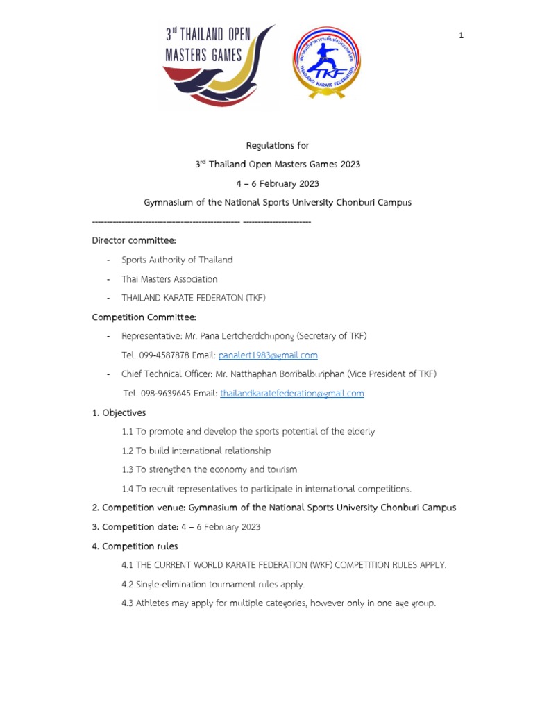 KarateMaterGames2023 Regulations PDF Karate Thailand