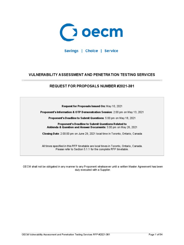 Canada Penetration Testing RFP 2021-381 | PDF | Payment Card Industry ...
