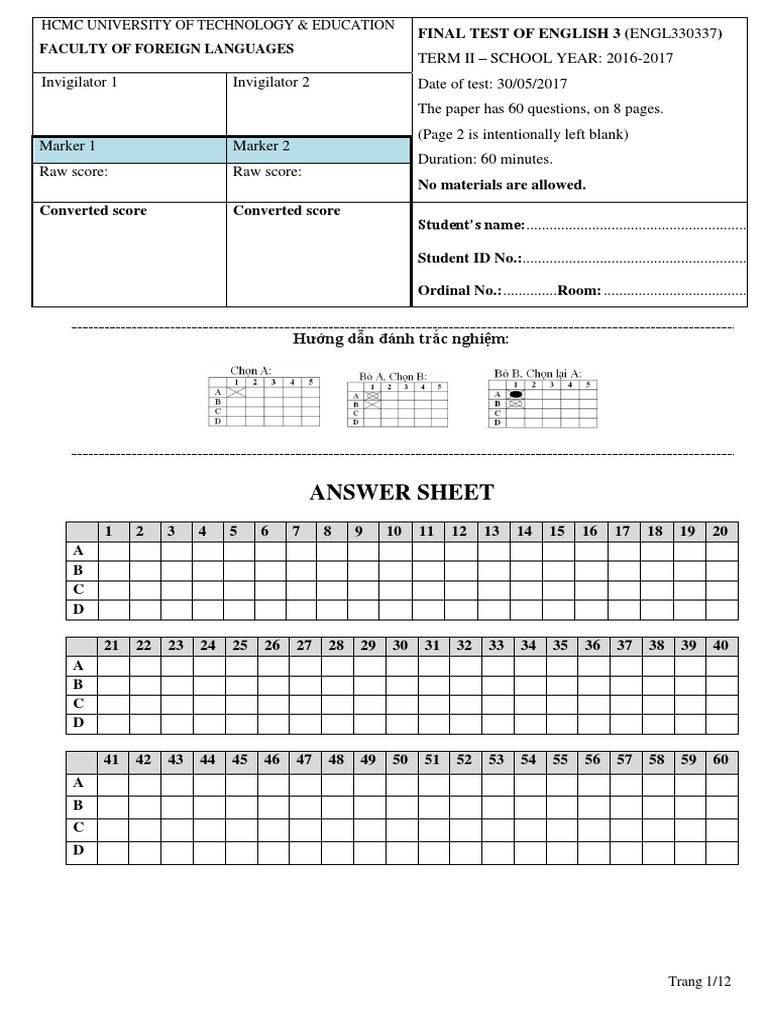 Answer Sheet | PDF | Online Dating Service