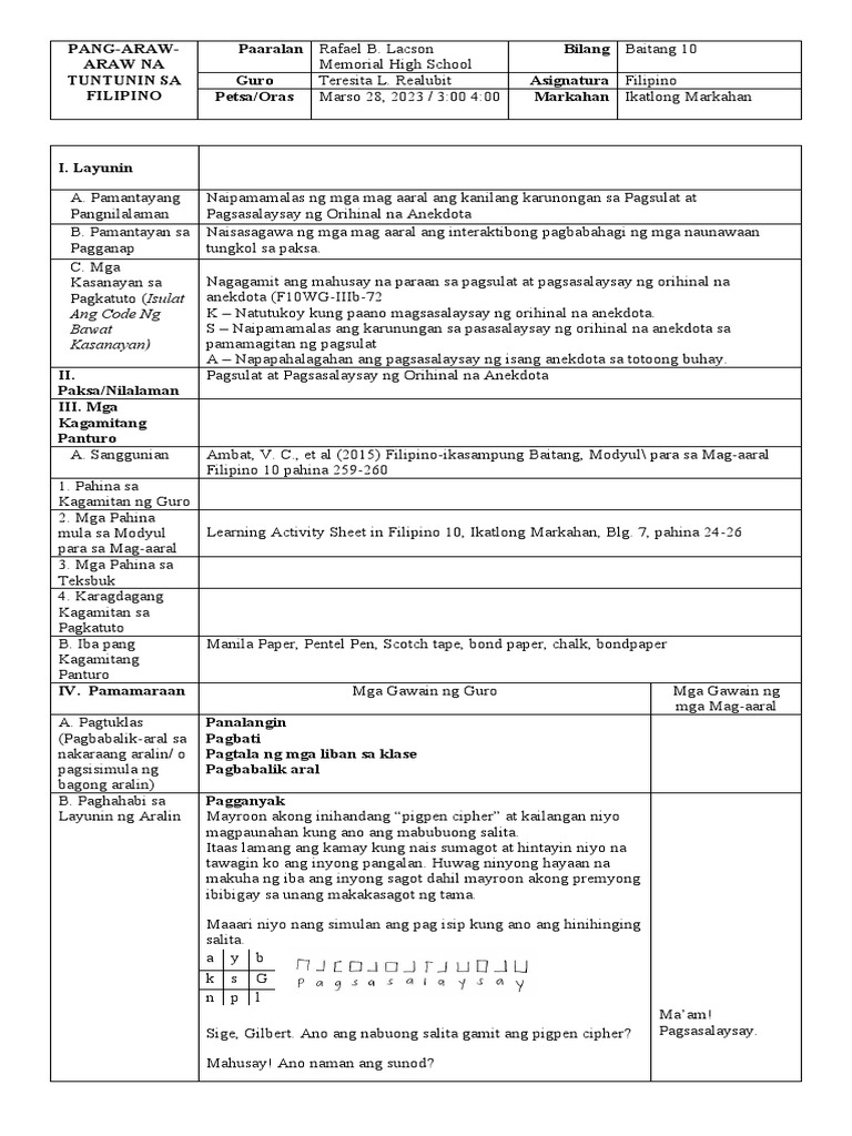 Pagsasalaysay Demo.2 | PDF