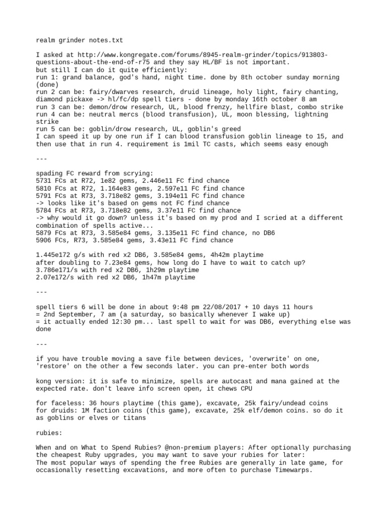 Realm Grinder Notes PDF Dwarf (Dungeons & Dragons) Elves