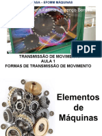 Prof - Elizabeth Fátima Lourenço Borges: Aula 1 Formas de Transmissão de Movimento Transmissão de Movimento
