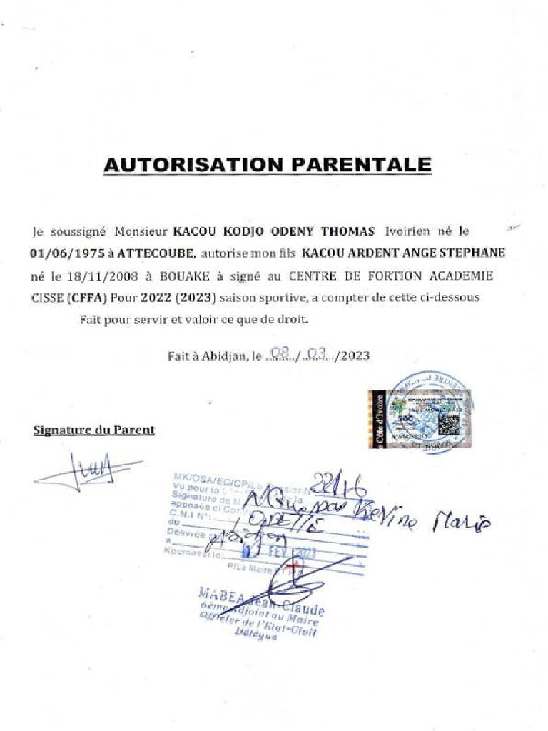 Autorisation Parentale D’Utilisation Pdf – IRMT