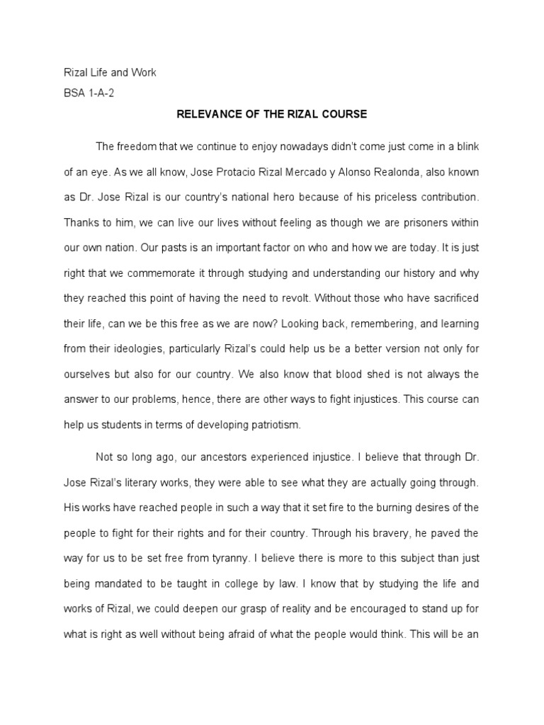 Importance of Rizal Course for Youth | PDF