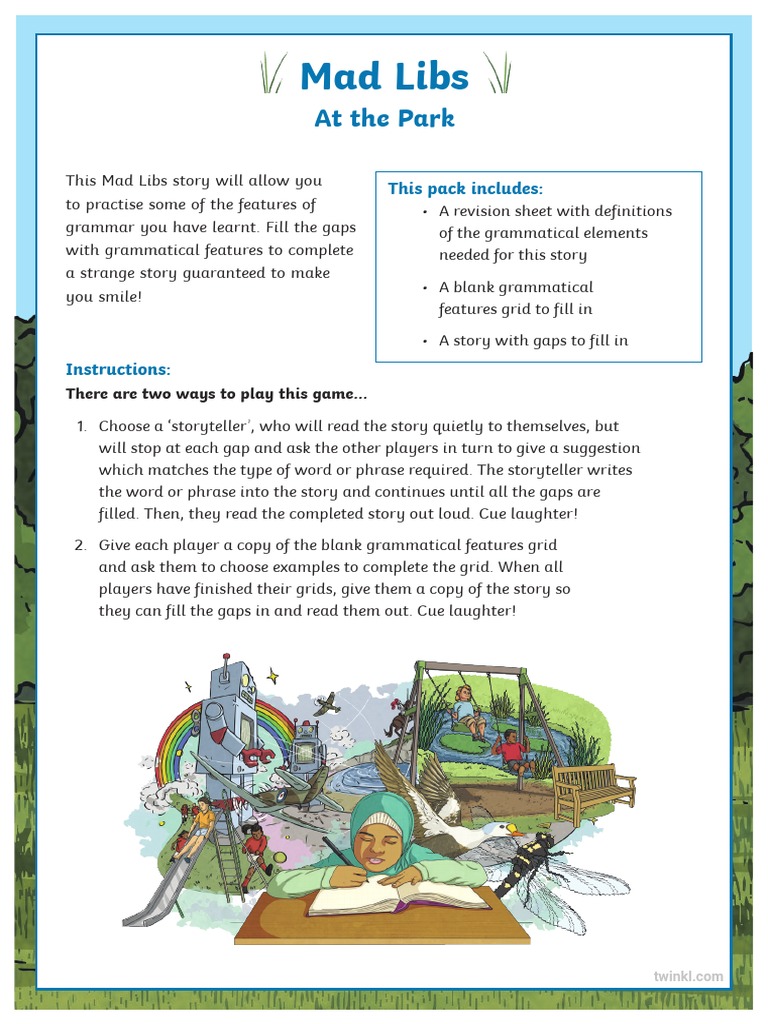 Mad Libs at The Park Ver 1 PDF Verb Noun
