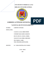 Gobierno Autónomo Municipal de La Paz "Licencia de Funcionamiento"