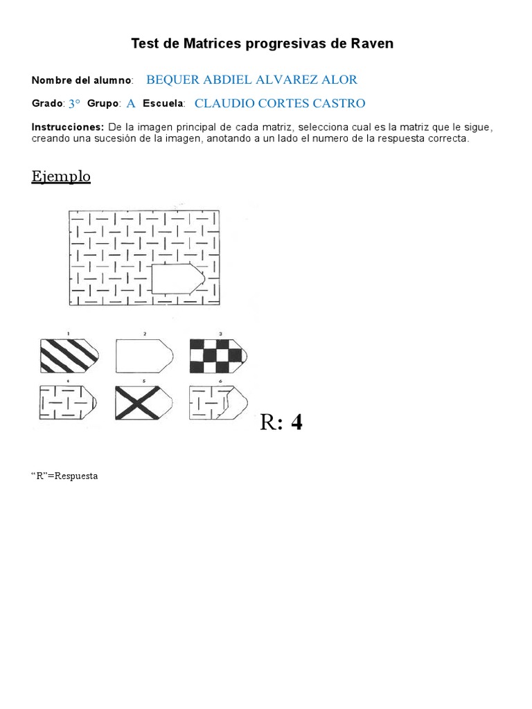 Test de Matrices Progresivas Raven | PDF | Métodos y materiales de ...