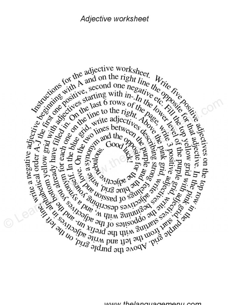 Adjectives Worksheet | PDF