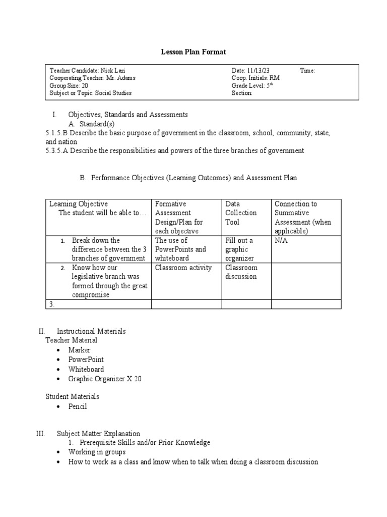5th Grade Social Studies Lesson Plan | PDF | Cognition | Learning