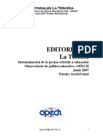 07-06-EDITORIALES La Tercera - Informe de Prensa OPECH - Junio 2007
