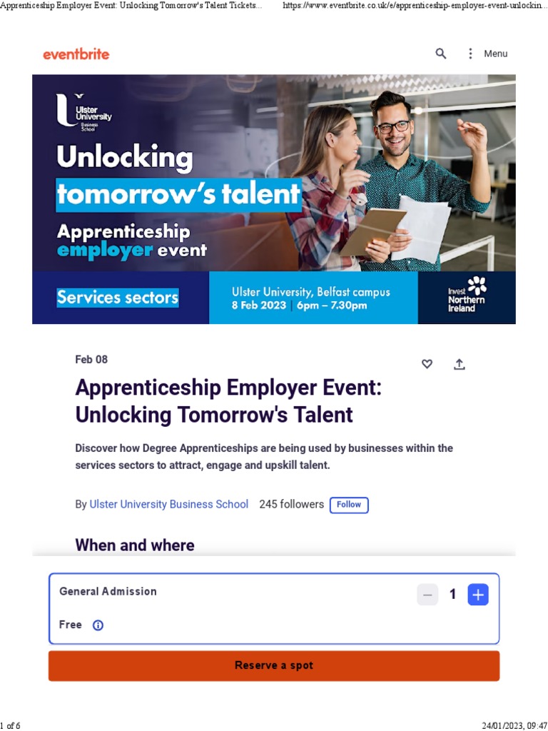 Apprenticeship Employer Event Unlocking Tomorrow's Talent Tickets, Wed