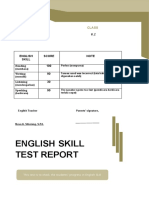English Skill Test Report: Name: Class