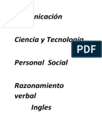 Comunicación Ciencia y Tecnologia Personal Social Razonamiento Verbal Ingles