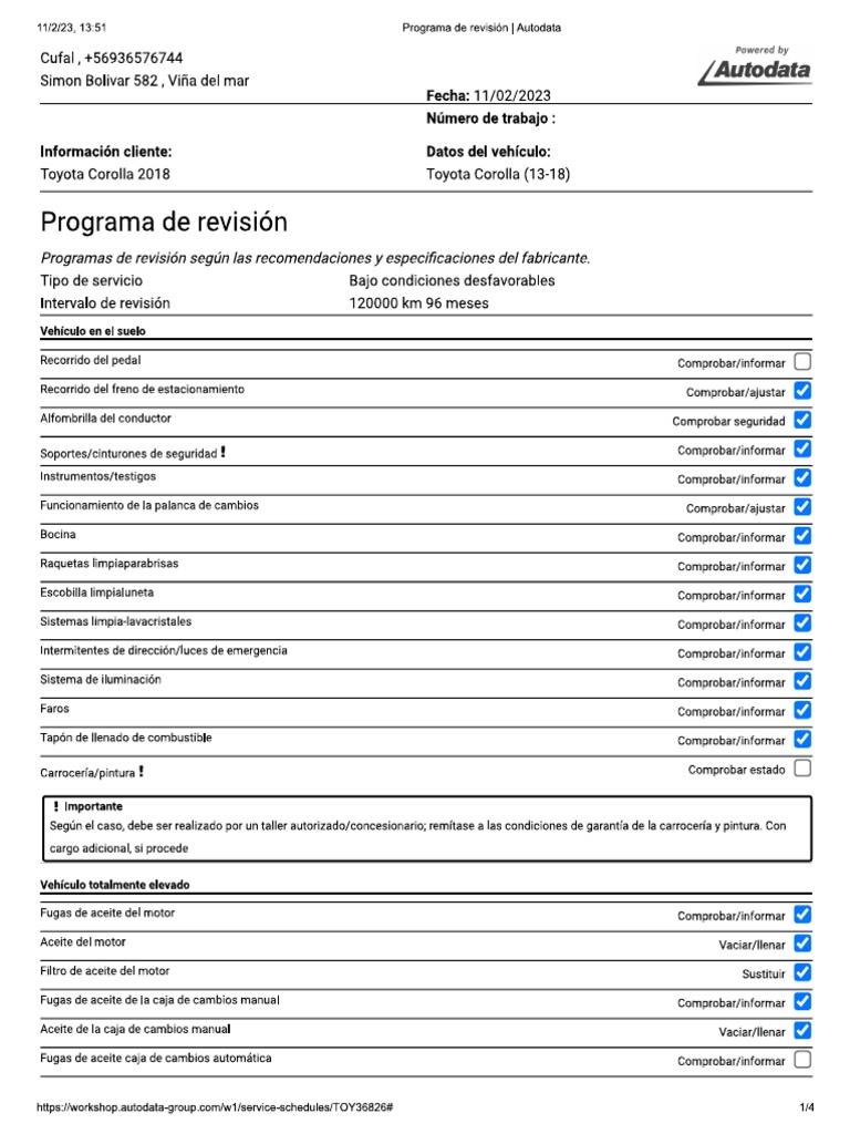 2018 TOYOTA COROLLA MAINTENANCE SCHEDULE PDF visual data 2