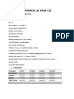 Curriculum Vitae (CV) : 1. Personal Information