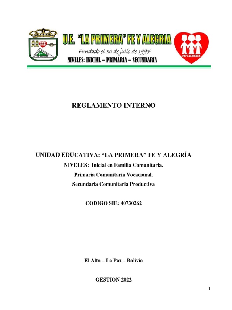 Reglamento Interno | PDF | Salón de clases | Maestros